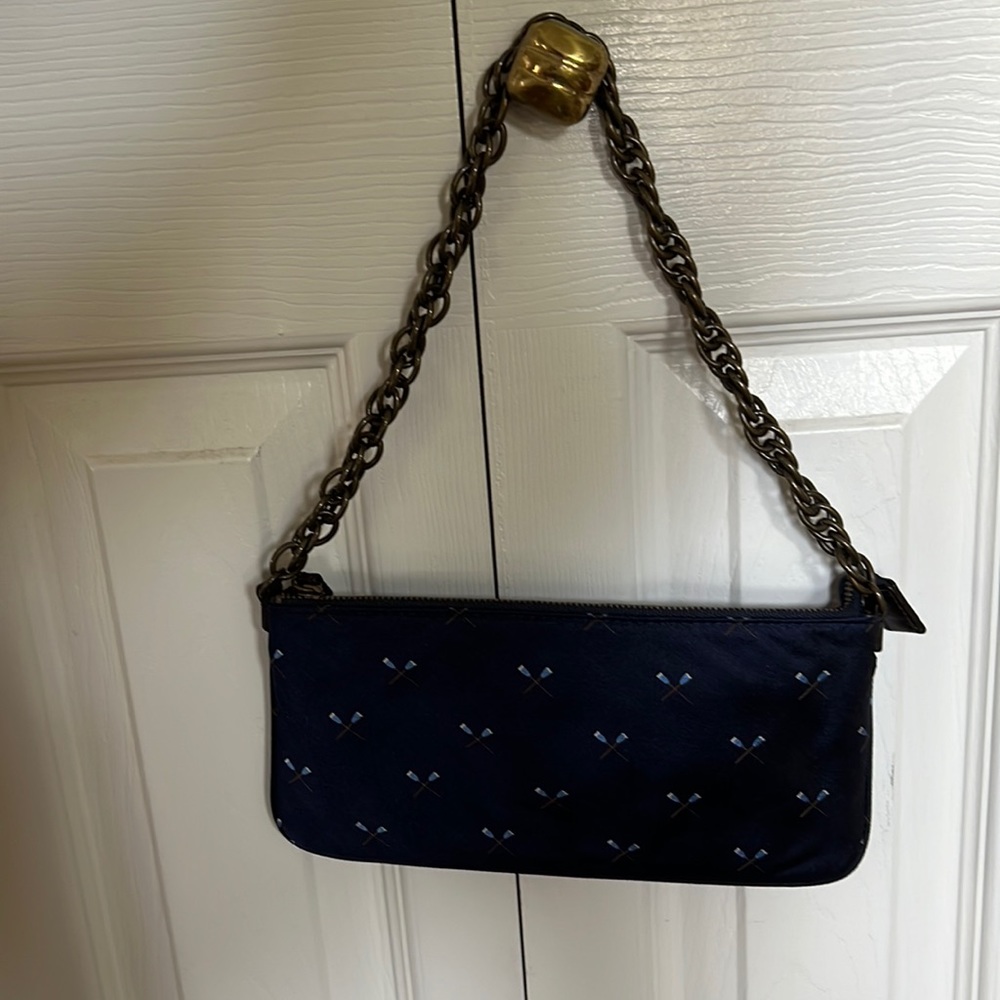JCREW silk mini bag with oar design and chain strap.